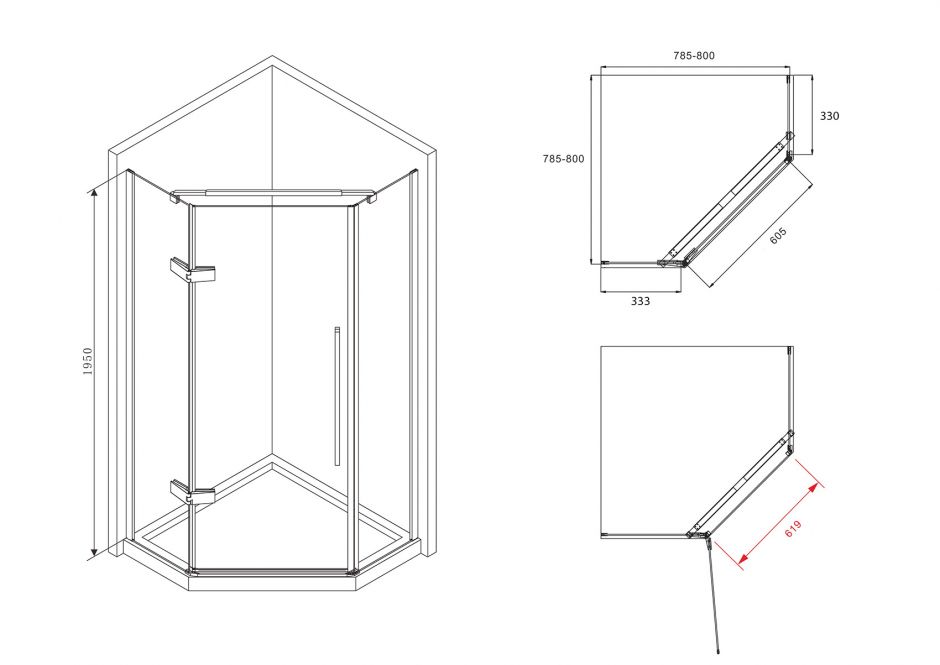 Душевой уголок ABBER Ewiges Wasser AG05080 80х80 см ФОТО