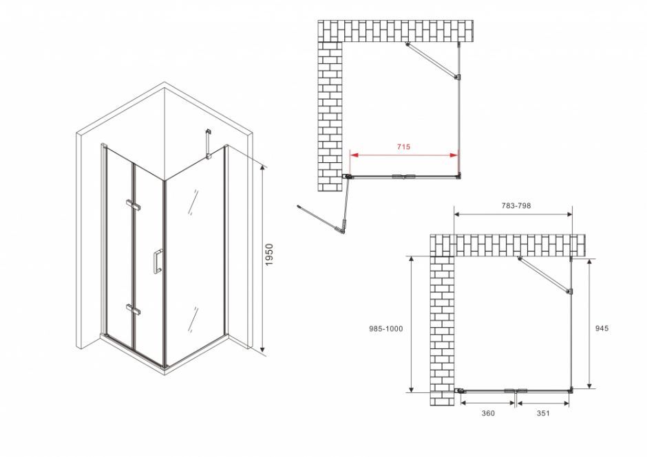 Душевой уголок ABBER Zart AG08080P-S101 80х100 см ФОТО