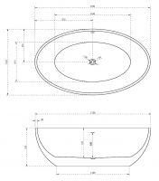 Акриловая ванна ABBER AB9249-1.7 белая схема 2
