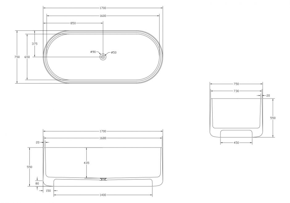 Прозрачная ванна ABBER Kristall AT9708Opal коричневая ФОТО