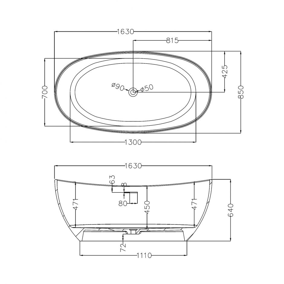 Ванна из искусственного камня ABBER Stein AS9615-1.6 белая матовая ФОТО