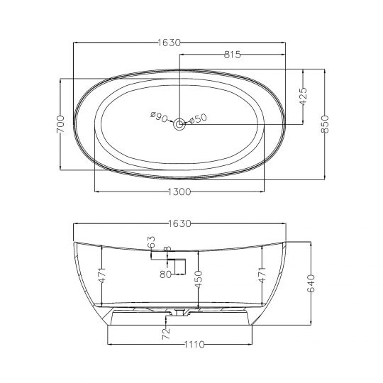 Карбоновая ванна ABBER Karbon AK9001-1.7 черная схема 11