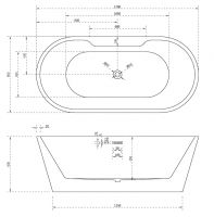 Акриловая ванна ABBER AB9299-1.7 белая схема 2