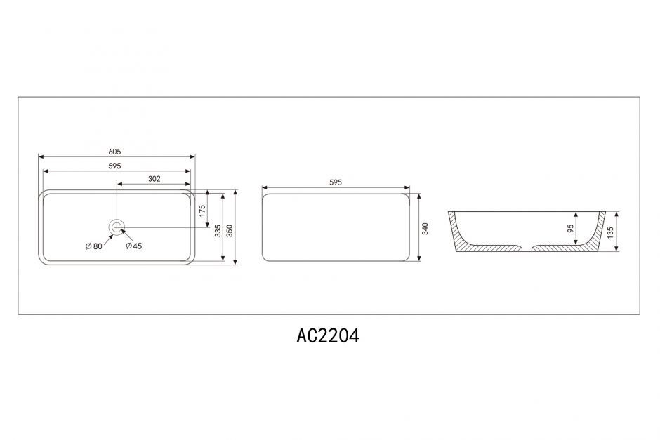 Раковина накладная ABBER Rechteck AC2204MW белая матовая ФОТО