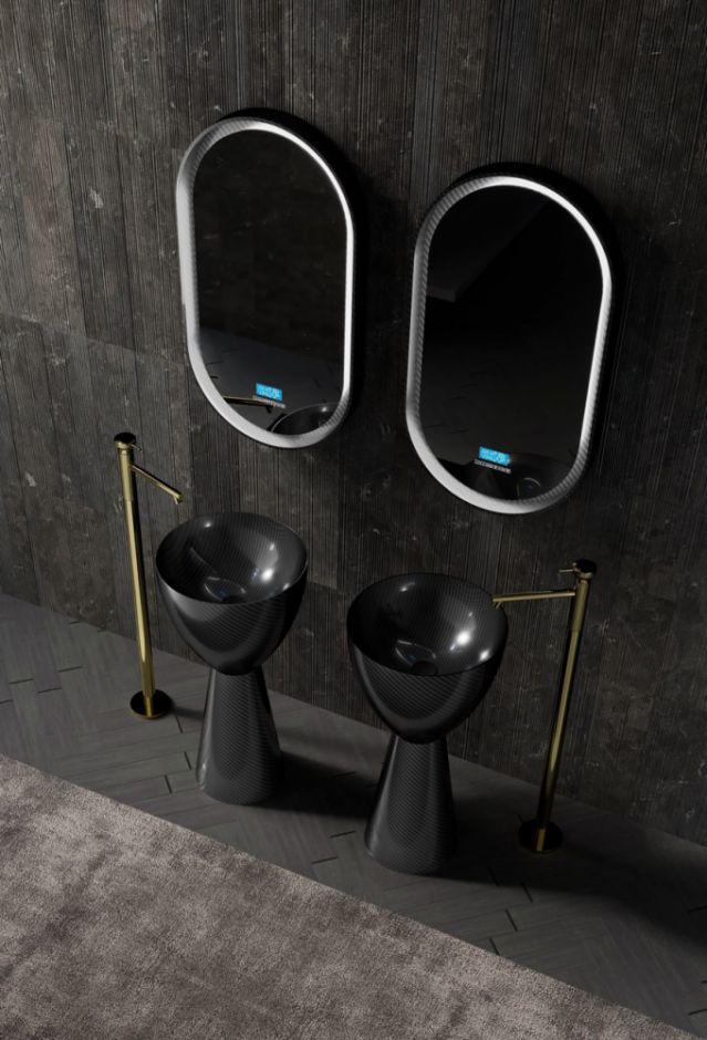 Раковина отдельностоящая карбоновая ABBER Karbon AK2003 черная ФОТО