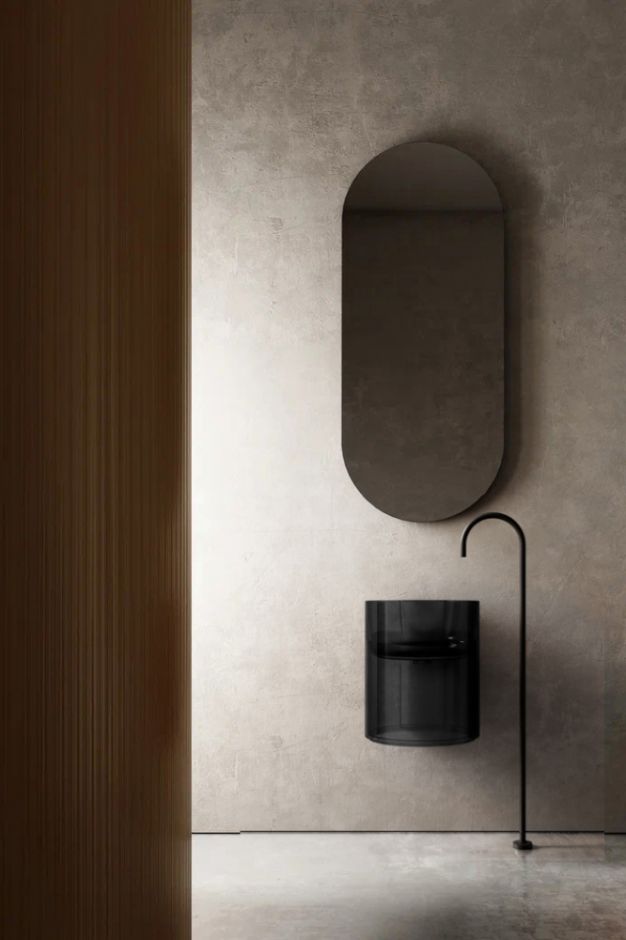 Раковина подвесная прозрачная ABBER Kristall AT2704Onyx черная ФОТО