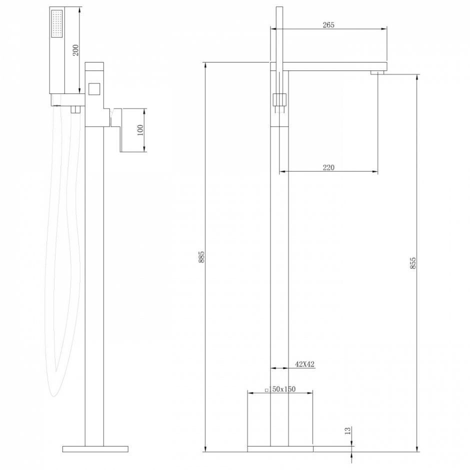 Смеситель ABBER Daheim AF8215SP напольный для ванны с душем, сатин ФОТО