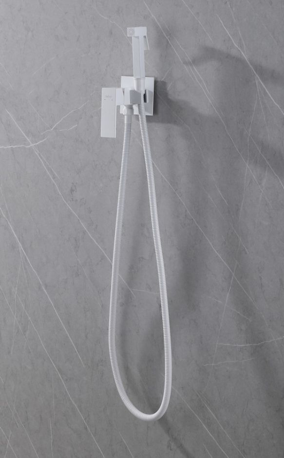 Смеситель ABBER Daheim AF8226W с гигиеническим душем,белый матовый ФОТО