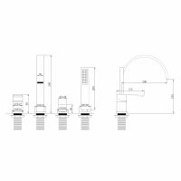 Смеситель ABBER Wasserfall AF8613SP на борт ванны, сатин схема 2