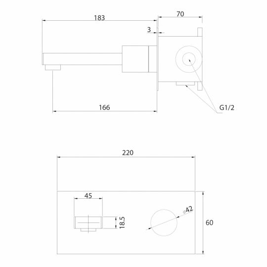 Смеситель ABBER Rund AF8712SP для раковины скрытого монтажа, сатин схема 2