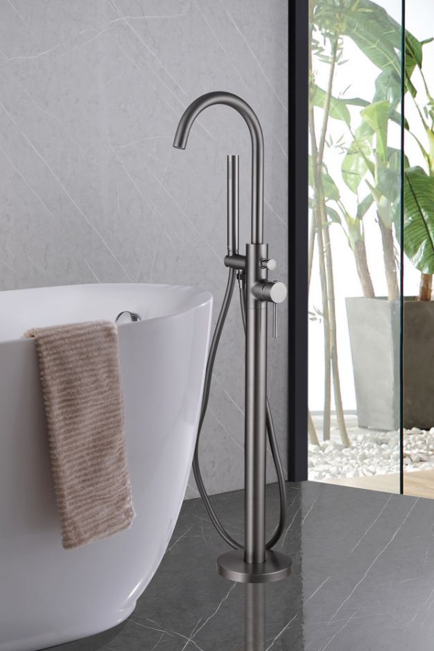 Смеситель ABBER Wasser Kreis AF8115NGN напольный для ванны, никель ФОТО