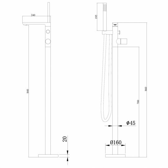 Смеситель ABBER Rund AF8715MRG напольный, розовое золото матовое схема 2