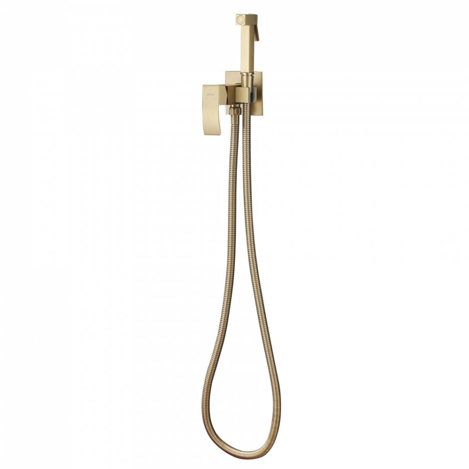 Смеситель ABBER Wasserfall AF8625G с гигиеническим душем, золото матовое ФОТО
