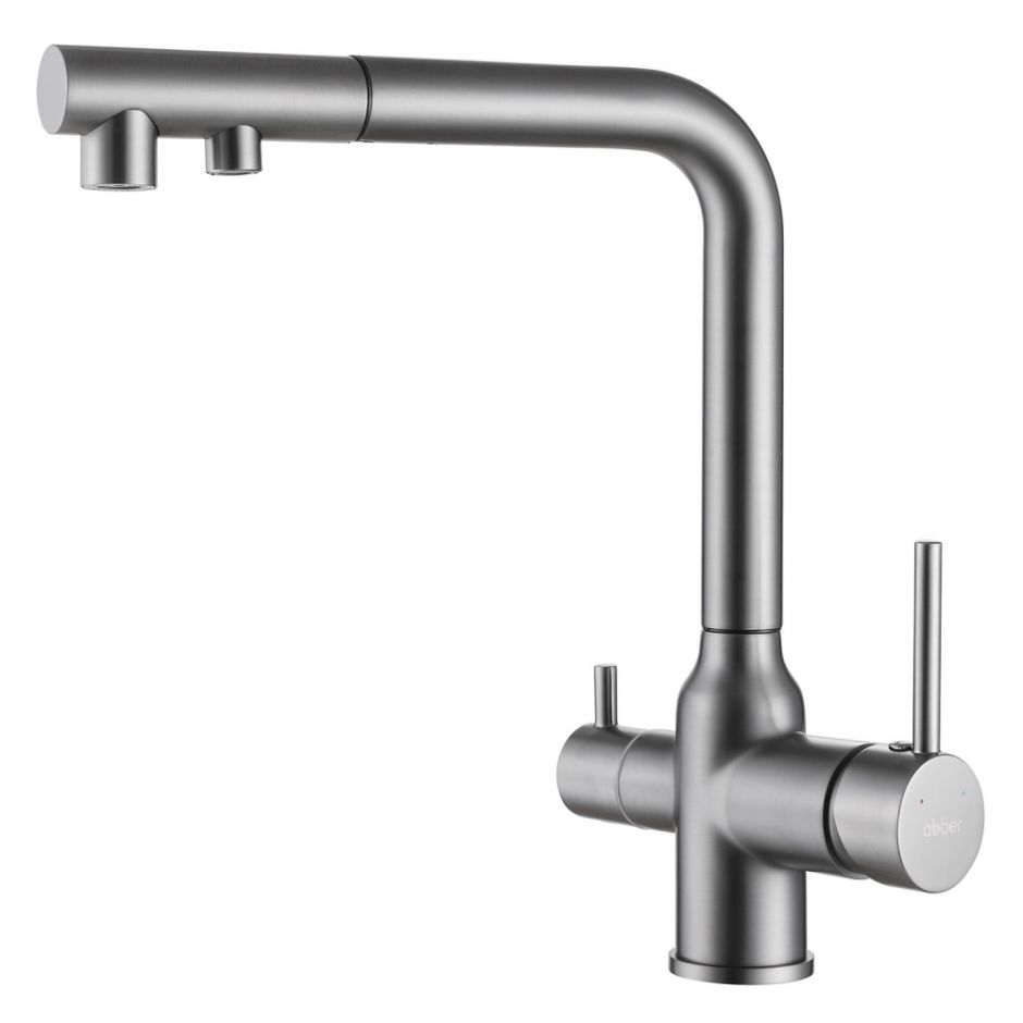 Изображение Смеситель ABBER Emotion AF8814NG для кухни с подключением фильтра и выдвижной лейкой, никель