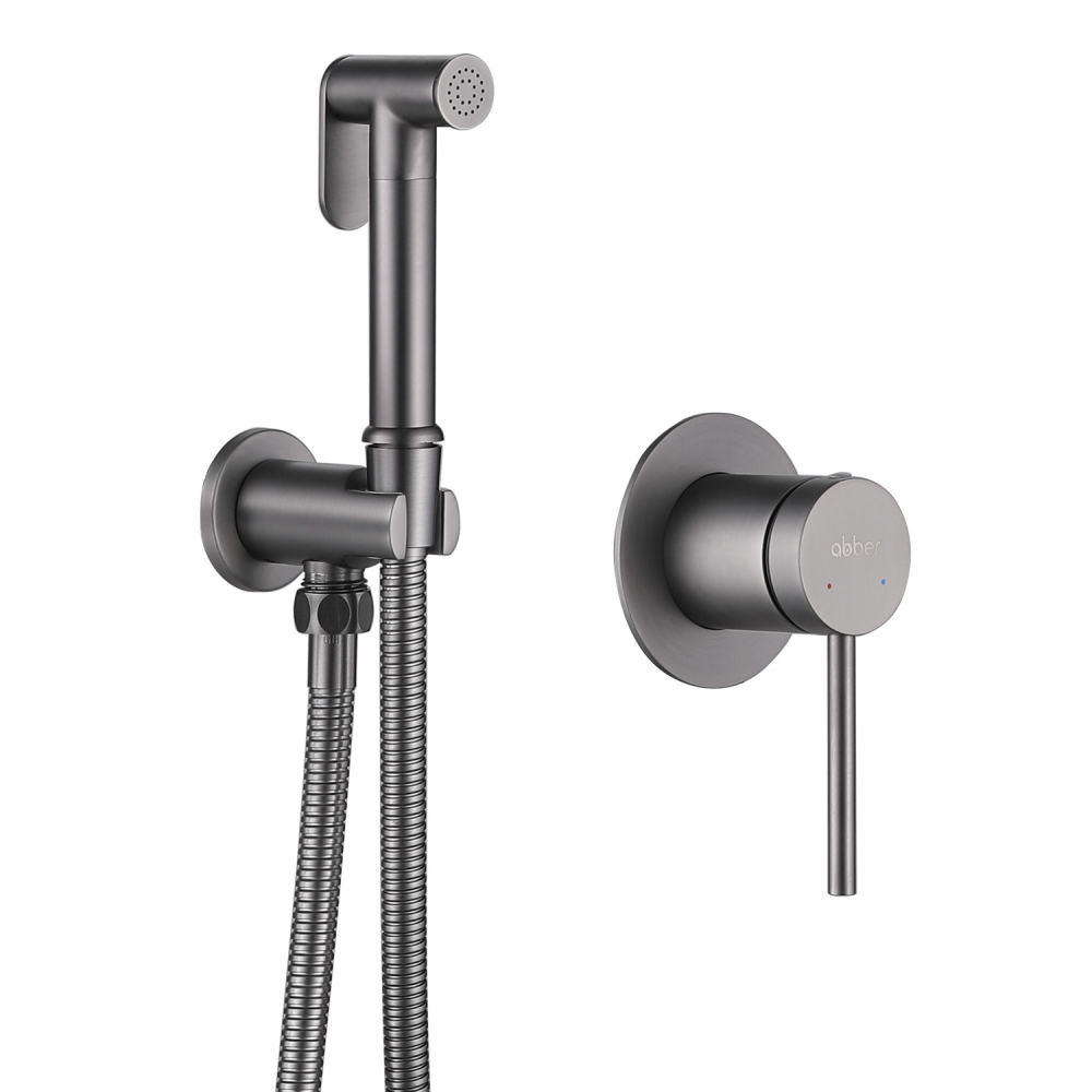 Смеситель ABBER Emotion AF8825NG с гигиеническим душем, никель цена от 21 000 ₽ Фото Смеситель ABBER Emotion AF8825NG с гигиеническим душем, никель