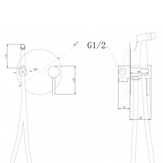 Смеситель ABBER Emotion AF8826NG с гигиеническим душем, никель схема 2 Смеситель ABBER Emotion AF8826NG с гигиеническим душем, никель схема 2
