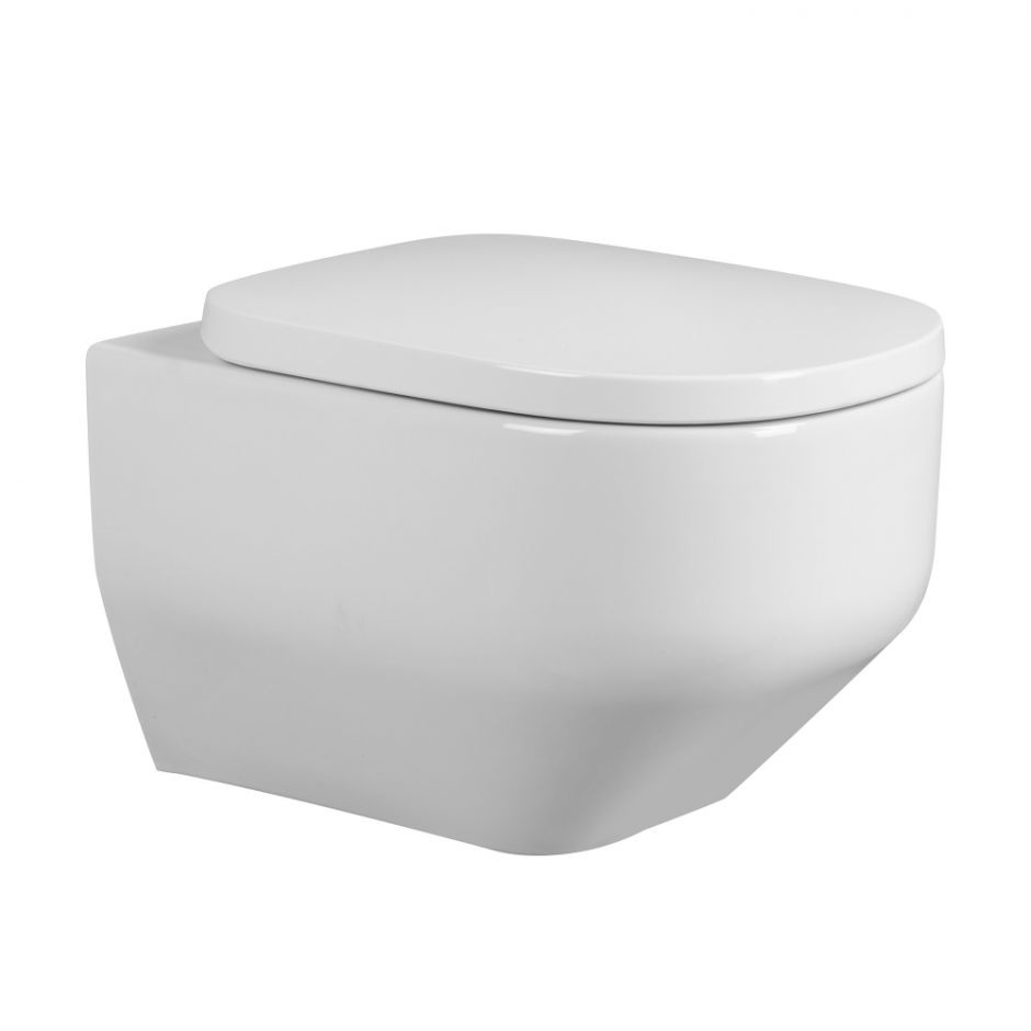 Изображение Унитаз ABBER Rechteck AC1218 подвесной белый, безободковый, смыв торнадо и струйный смыв