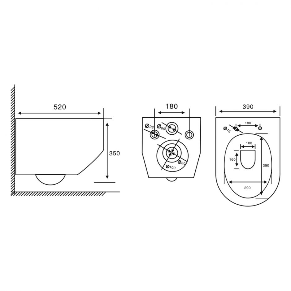 Унитаз ABBER Rechteck AC1218 подвесной белый, безободковый, смыв торнадо и струйный смыв ФОТО