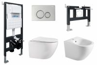 Комплект ABBER унитаз AC1100 белый с инсталляцией AC0105 и кнопкой AC0121 хром, биде AC1150 с инсталляцией AC0101P схема 1