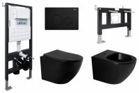 Комплект ABBER унитаз AC1100MB черный матовый с инсталляцией AC0105 и кнопкой AC0121MB, биде AC1150MB с инсталляцией AC0101P схема 1