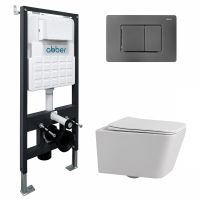 Комплект подвесной унитаз ABBER Rechteck AC1201 белый с инсталляцией AC0105 и кнопкой AC0120NG никель схема 1 Комплект подвесной унитаз ABBER Rechteck AC1201 белый с инсталляцией AC0105 и кнопкой AC0120NG никель схема 1