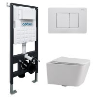 Комплект подвесной унитаз ABBER Rechteck AC1201 белый с инсталляцией AC0105 и кнопкой AC0120MW белая матовая схема 1 Комплект подвесной унитаз ABBER Rechteck AC1201 белый с инсталляцией AC0105 и кнопкой AC0120MW белая матовая схема 1