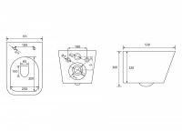 Комплект подвесной унитаз ABBER Rechteck AC1201MB черный матовый с инсталляцией AC0105 и кнопкой AC0120MW белая матовая схема 2