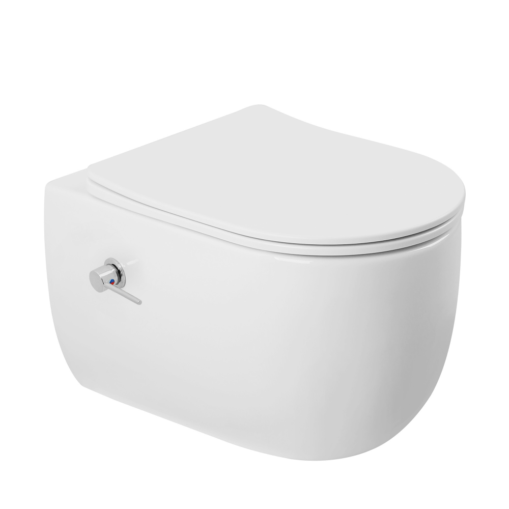 Унитаз-биде ABBER Bequem AC1104TNS подвесной белый, безободковый, смыв торнадо цена от 21 250 ₽ Фото Унитаз-биде ABBER Bequem AC1104TNS подвесной белый, безободковый, смыв торнадо