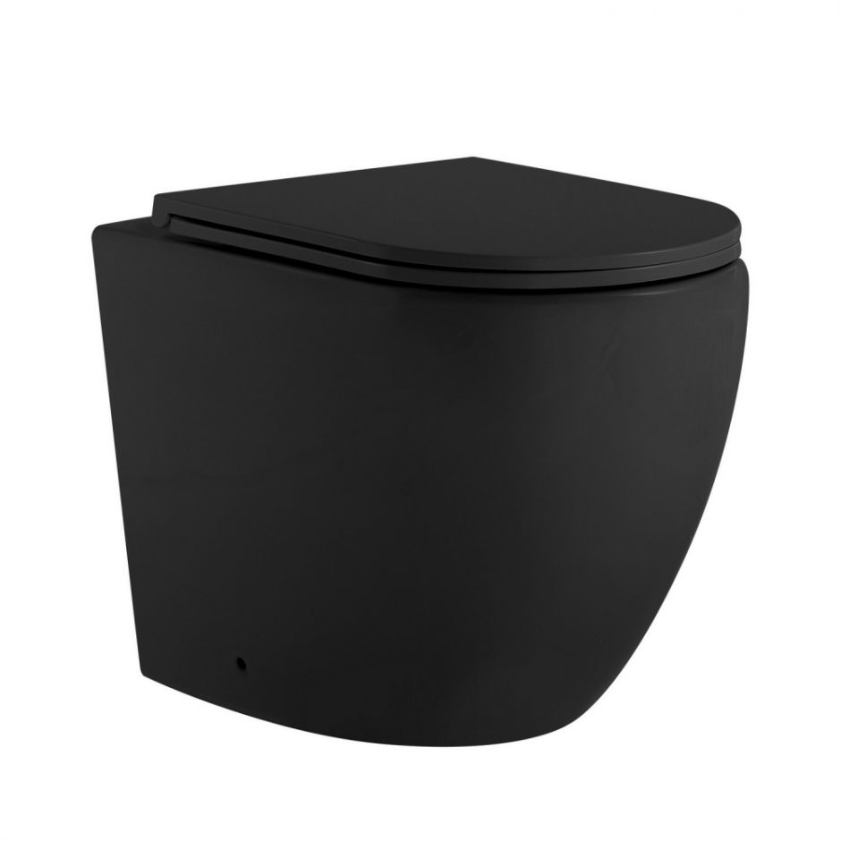 Изображение Унитаз ABBER Bequem AC1111TMB приставной черный матовый, безободковый, смыв торнадо