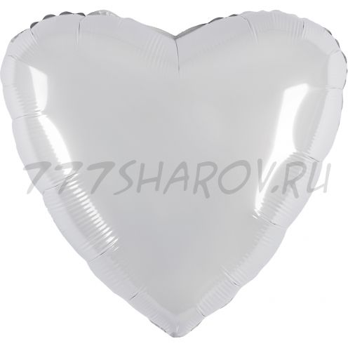 СЕРДЦЕ БЕЛЫЙ БЛЕСК ФОЛЬГИРОВАННОЕ (36" / 91 СМ.) С ГЕЛИЕМ
