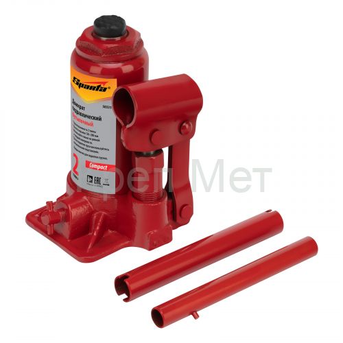 Домкрат гидравлический бутылочный 2 т, h подъема 150-280 мм Sparta Compact