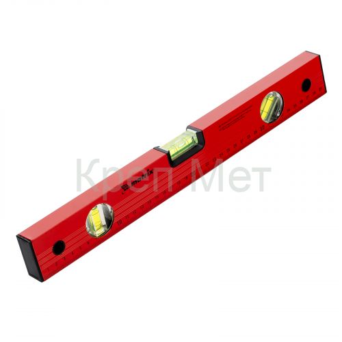 Уровень алюминиевый, 400 мм, 3 глазка, красный, линейка Matrix