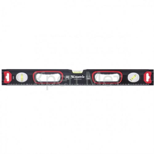 Уровень алюминиевый, усиленный, фрезерованный, 3 глазка, двухкомпонентные рукоятки, 2000 мм Matrix