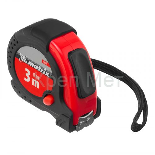 Рулетка Status Magnet fixation,3 м х 16 мм,обрезиненный корпус,зацеп с магнитом Matrix