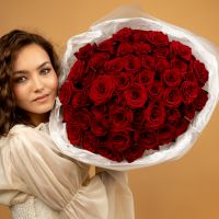 51 красная роза 60 см