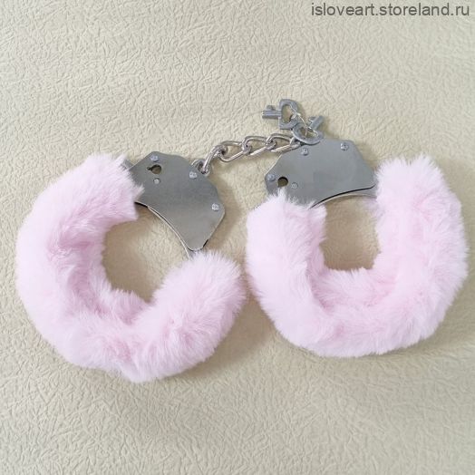 Наручники с мехом, цвет розовый