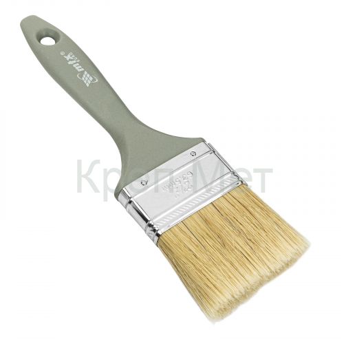 Кисть плоская "Евро" 2.5", натуральная щетина, пластмассовая ручка MTX
