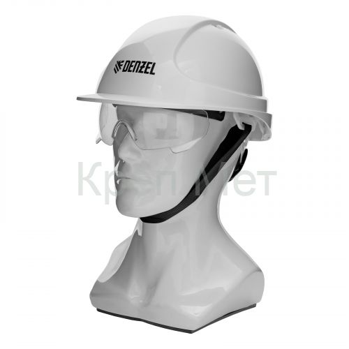 Каска защитная ударопр.«Форвард» (К-05)ABS/PC,комплект со встроен.очк.ОЧК-05 Форвард,белая Denzel