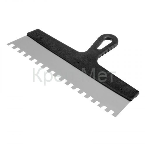 Шпатель из нержавеющей стали, 350 мм, зуб 10 х 10 мм, пластмассовая ручка Сибртех