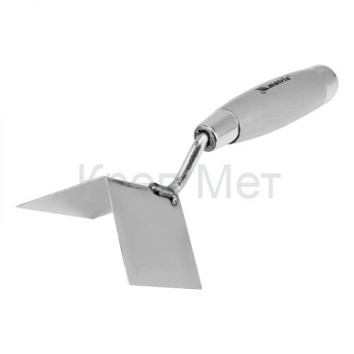 Мастерок из нержавеющей стали, 80 х 60 х 60 мм, для внешних углов, деревянная ручка Matrix