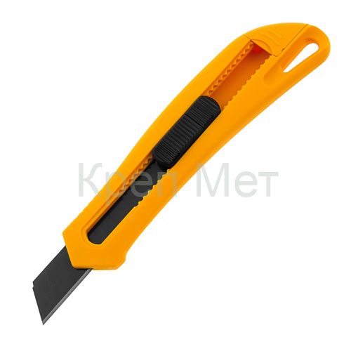 Нож, 18 мм, сменное лезвие, SK4, облегченный корпус, нажимной фиксатор Denzel