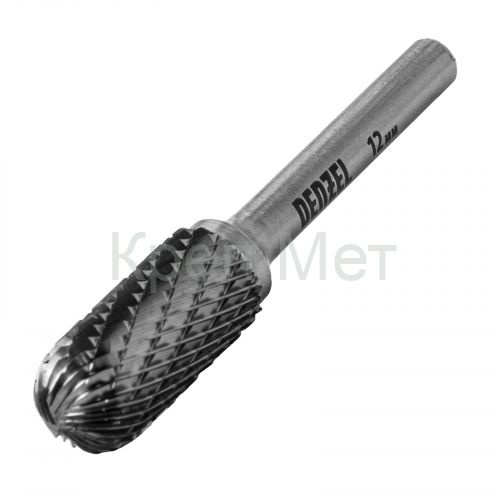 Борфреза по металлу твердосплавная, цилиндрическая закругленная, тип-С, 12 мм Denzel
