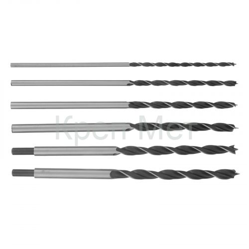 Набор сверл по дереву, 6-8-10-12-13-14 мм, L 300 мм, 6 шт, цилиндрический хвостовик Sparta