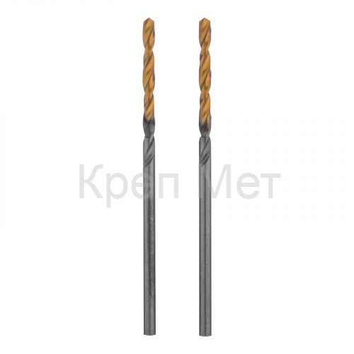 Сверло спиральное по металлу 2 x 49 мм, Р6М5, Golden Tip , 2шт. Denzel