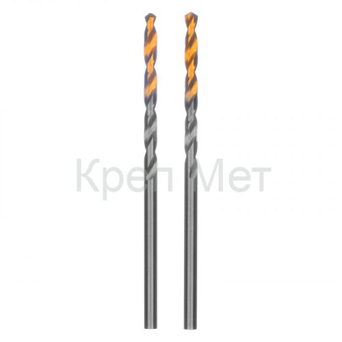 Сверло спиральное по металлу 2,5 x 57 мм, Р6М5, Golden Tip , 2шт. Denzel