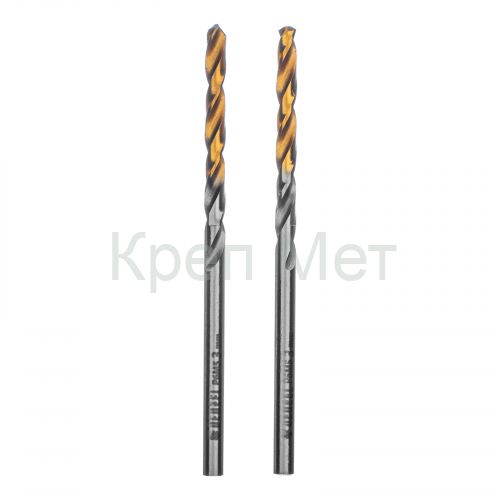 Сверло спиральное по металлу 3 x 60 мм, Р6М5, Golden Tip , 2шт. Denzel