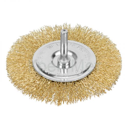 Щетка для дрели 100 мм, плоская со шпилькой, латунированная витая проволока Matrix