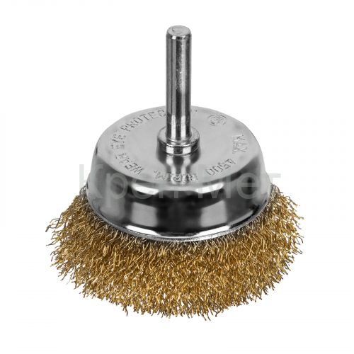 Щетка для дрели, 65 мм, "чашка" со шпилькой, латунированная витая проволока Matrix