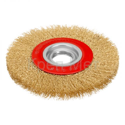 Щетка для точила, 175 мм, посадка 32 мм, плоская, латунированная витая проволока Matrix