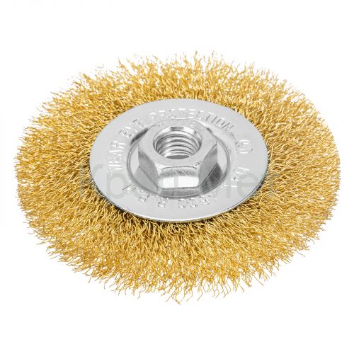 Щетка для УШМ, 100 мм, М14, плоская, латунированная витая проволока Matrix